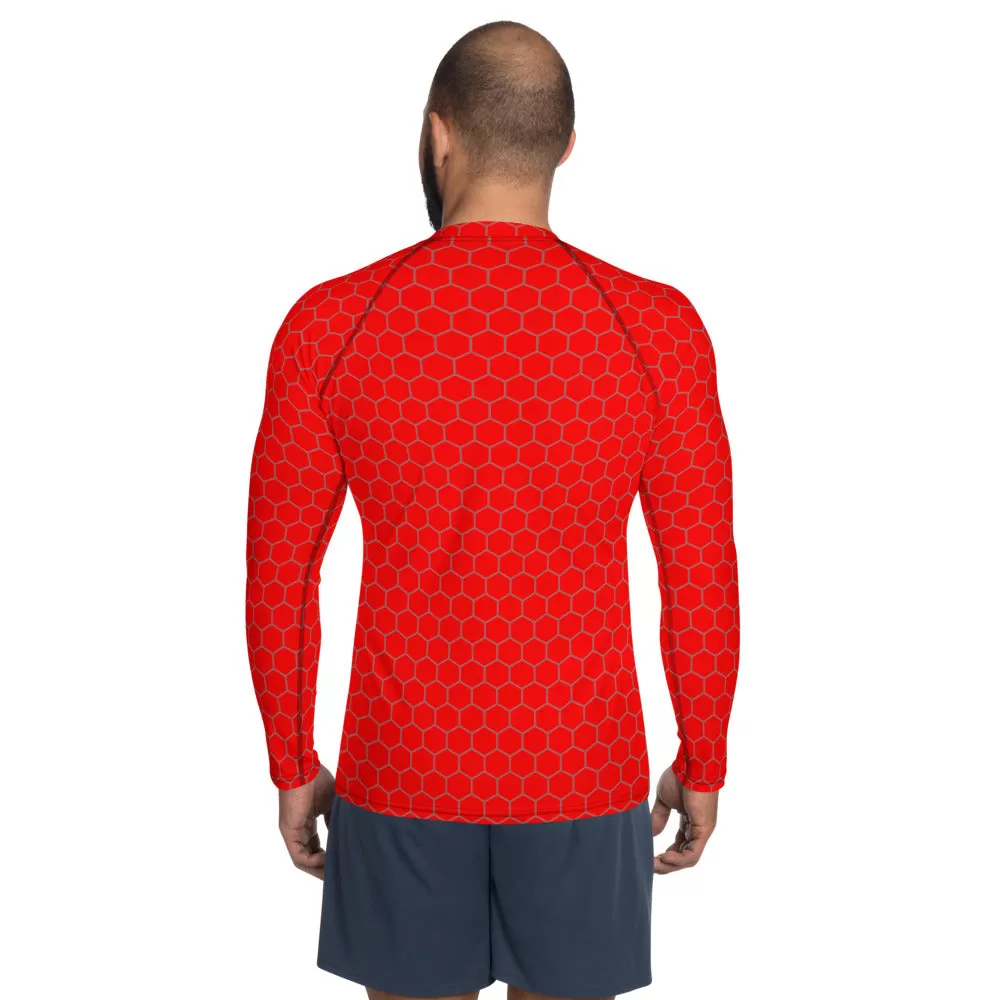 Red Honeycomb Men's Rash Guard