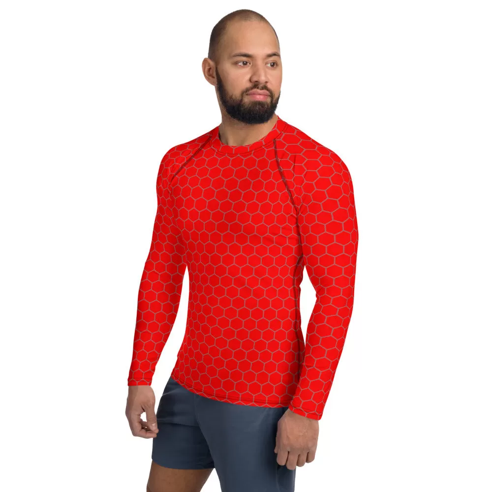 Red Honeycomb Men's Rash Guard