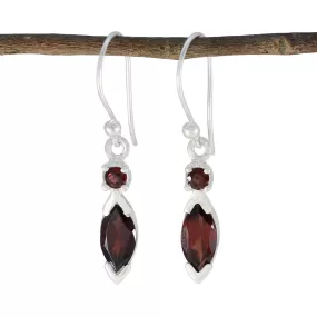 Riyo Beauteous 925 Sterling Silver Earring For Women Garnet Earring Bezel Setting Red Earring Dangle Earring