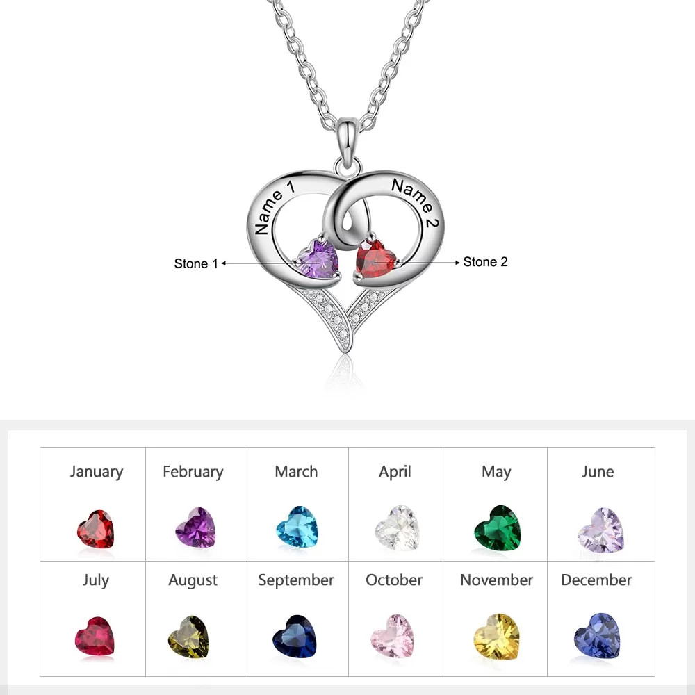 Romantic Personalized Birthstone Pendant Necklaces