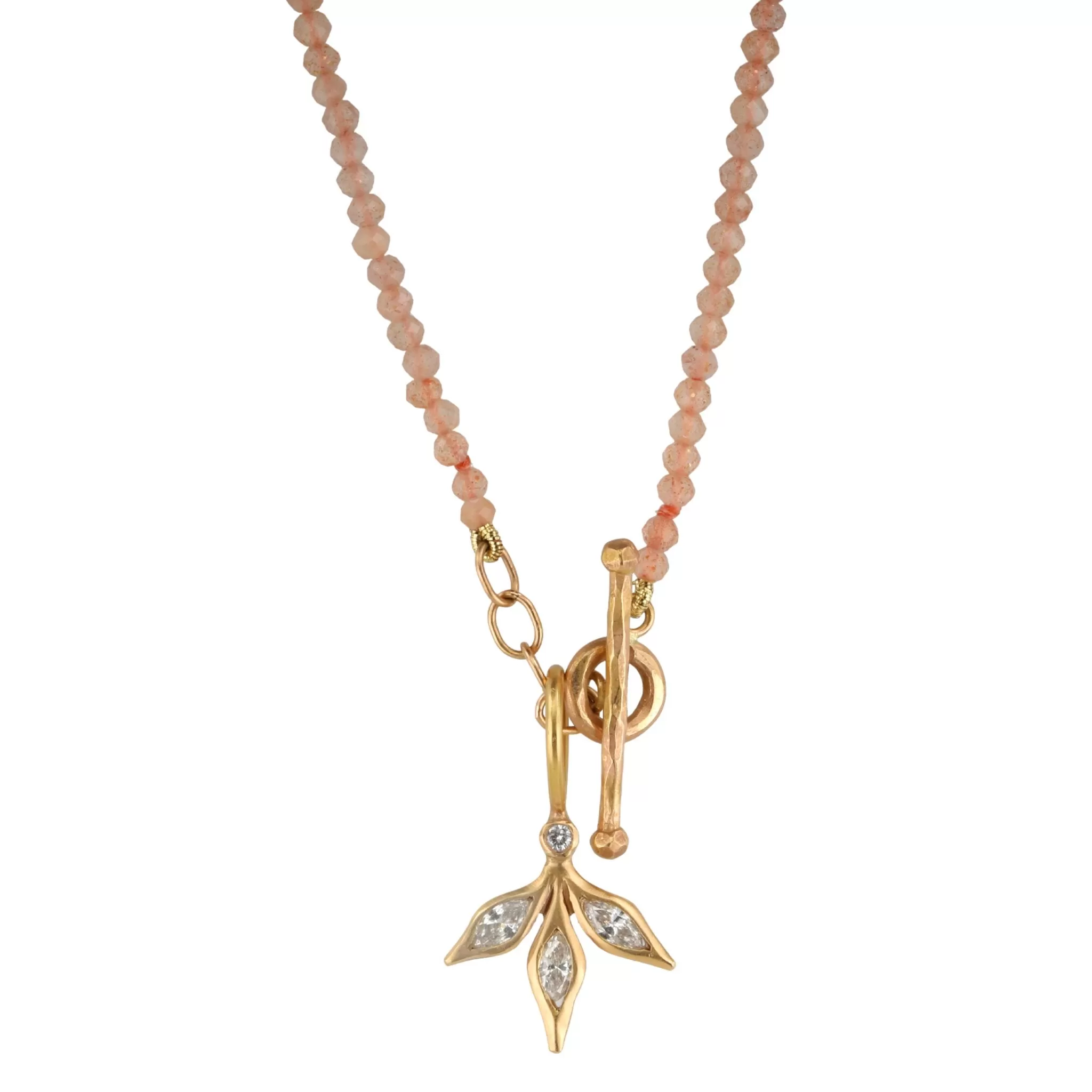 Rose Gold Triple Marquise Diamond Leaf Charm