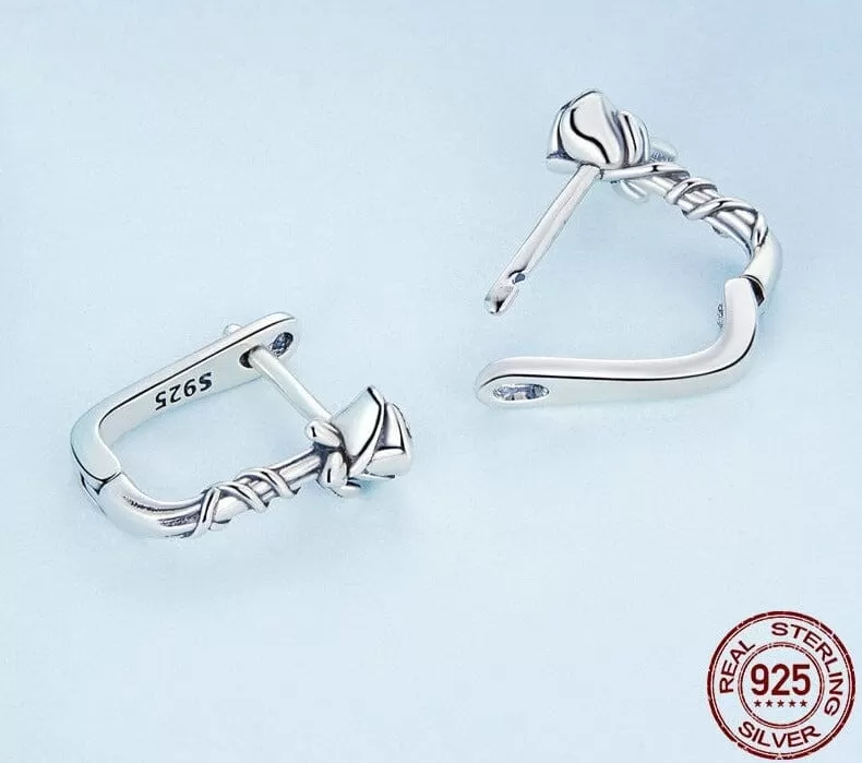 Rose Vine U-shaped Ear Buckles 925 Sterling Silver Earrings