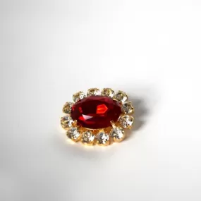 Ruby Red Crystal Cluster Brooch