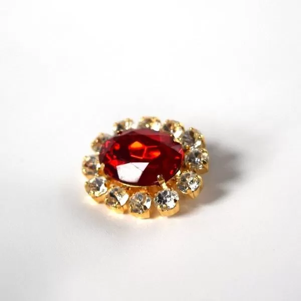 Ruby Red Crystal Cluster Brooch