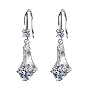 S925 Silver Drop Hoop Moissanite Earrings for Women