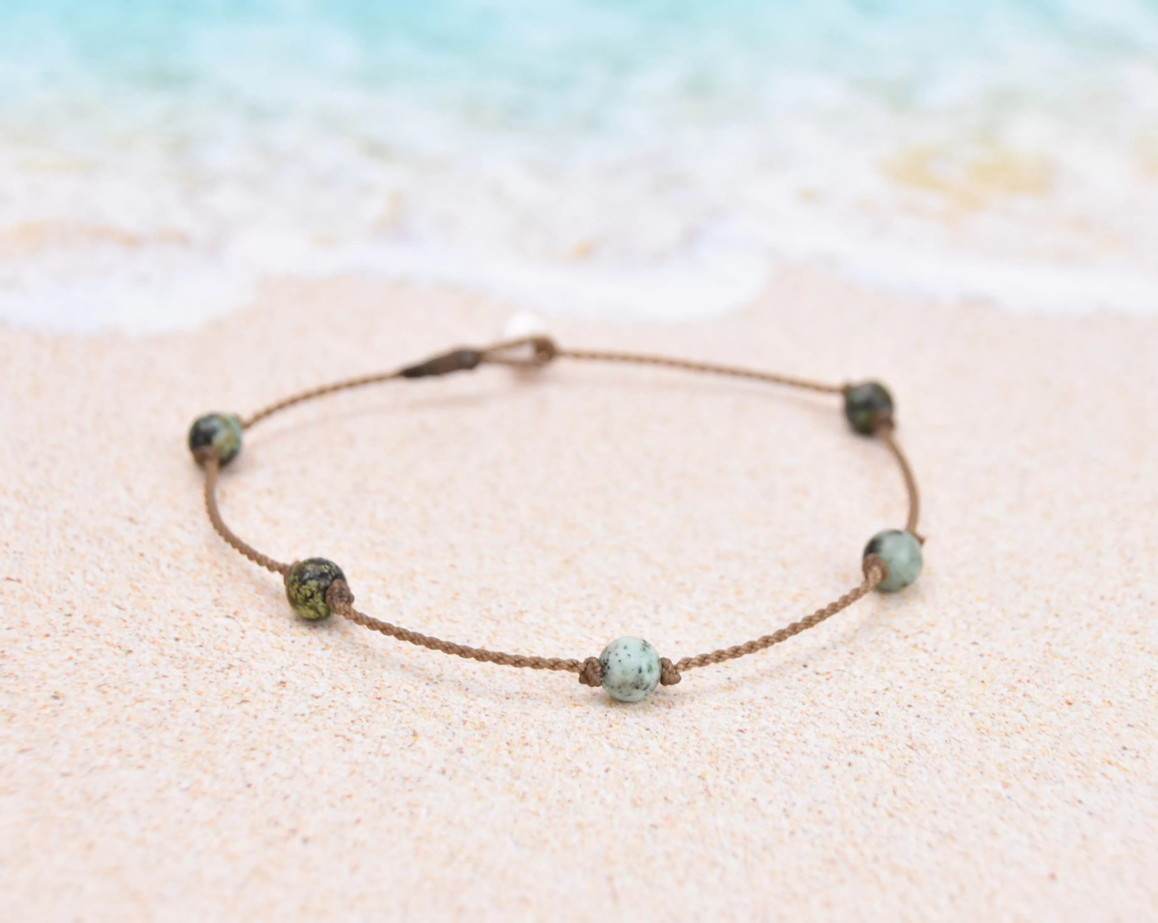 Sandalwood   African Turquoise Princess Anklets