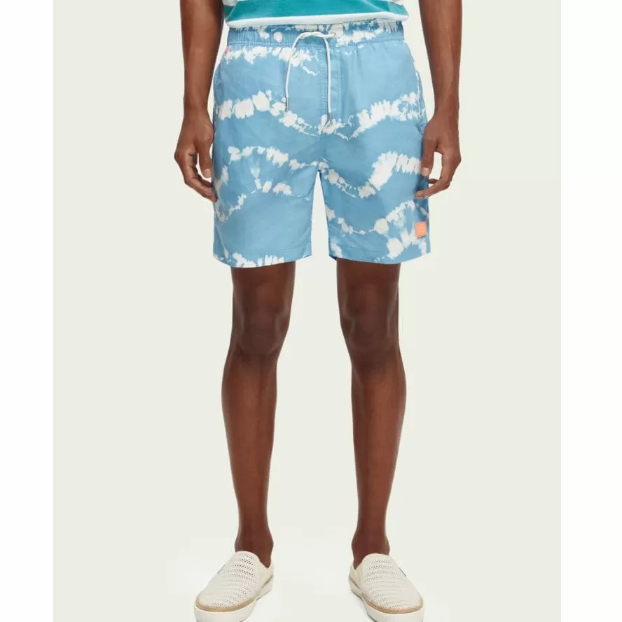 Scotch & Soda Printed Tie-Dye Mid Length Swimshort (Blue Tie Dye) 172421