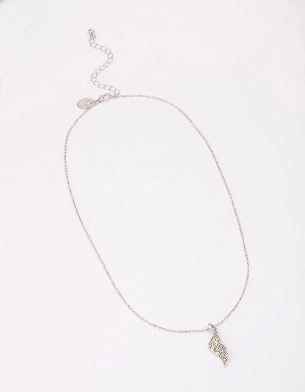 Silver Diamante Angel Wing Necklace