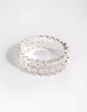 Silver Plated Cubic Zirconia Navette Ring