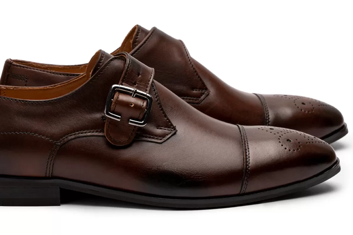 Single Strap Toecap Monk With Medallion/DK Br