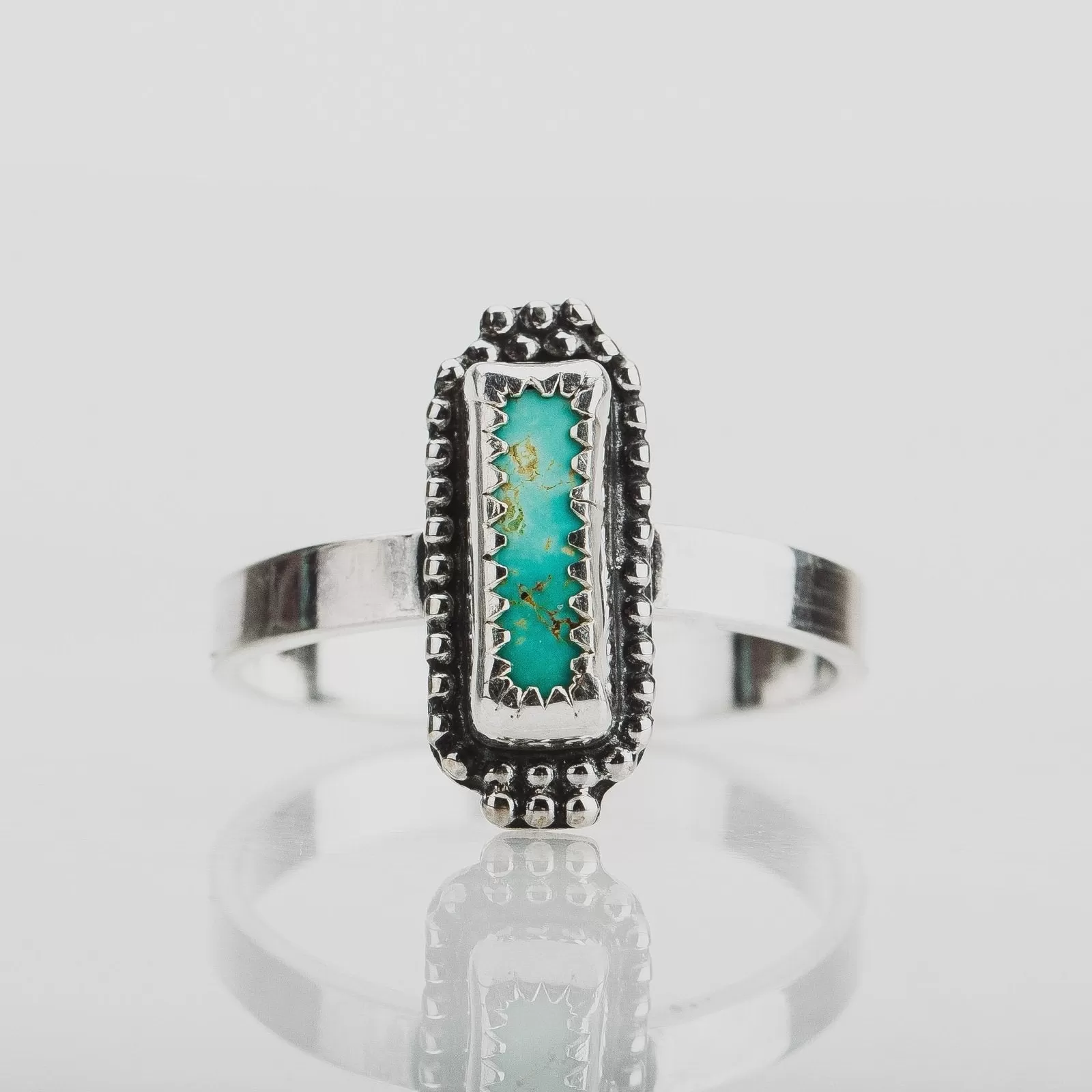 Size 9.5 Rectangle Royston Turquoise Gemstone Ring