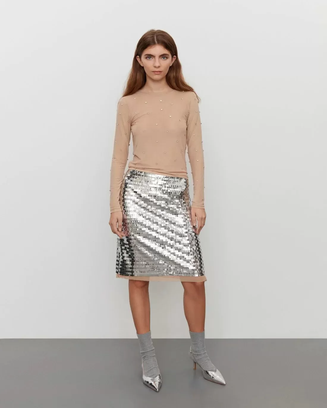 Sofie Schnoor Sequin Skirt in Silver