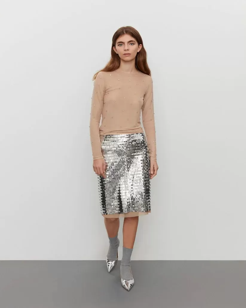 Sofie Schnoor Sequin Skirt in Silver