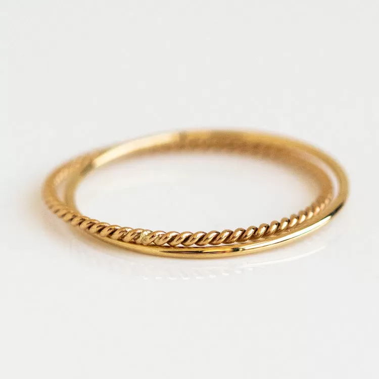 Solid Gold Crossover Ring Set