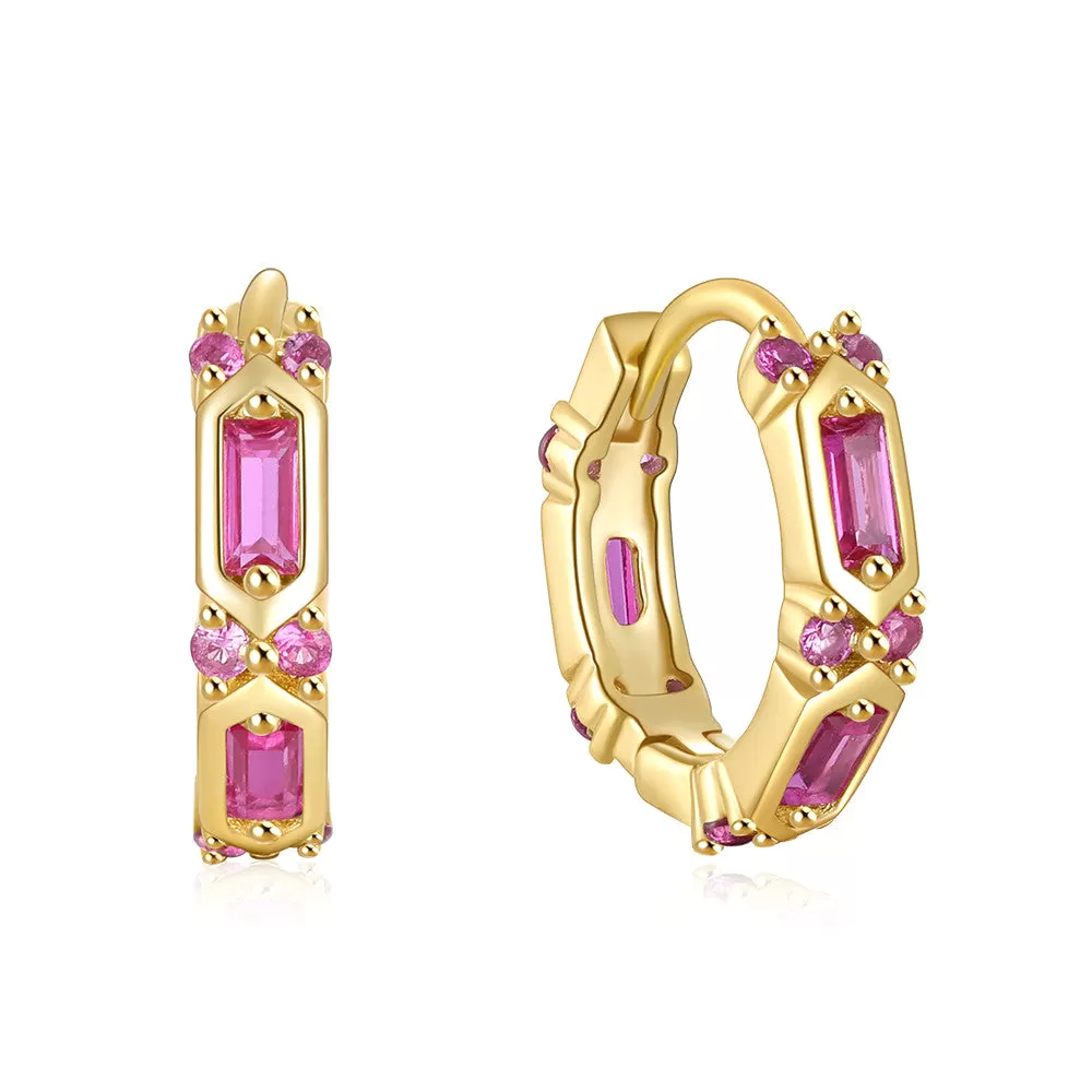 Sparkling Colorful Cubic Zircon Huggie Hoop Earrings