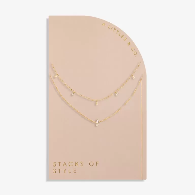 Stacks Of Style Organic Shape Necklace in Gold-Tone Plating