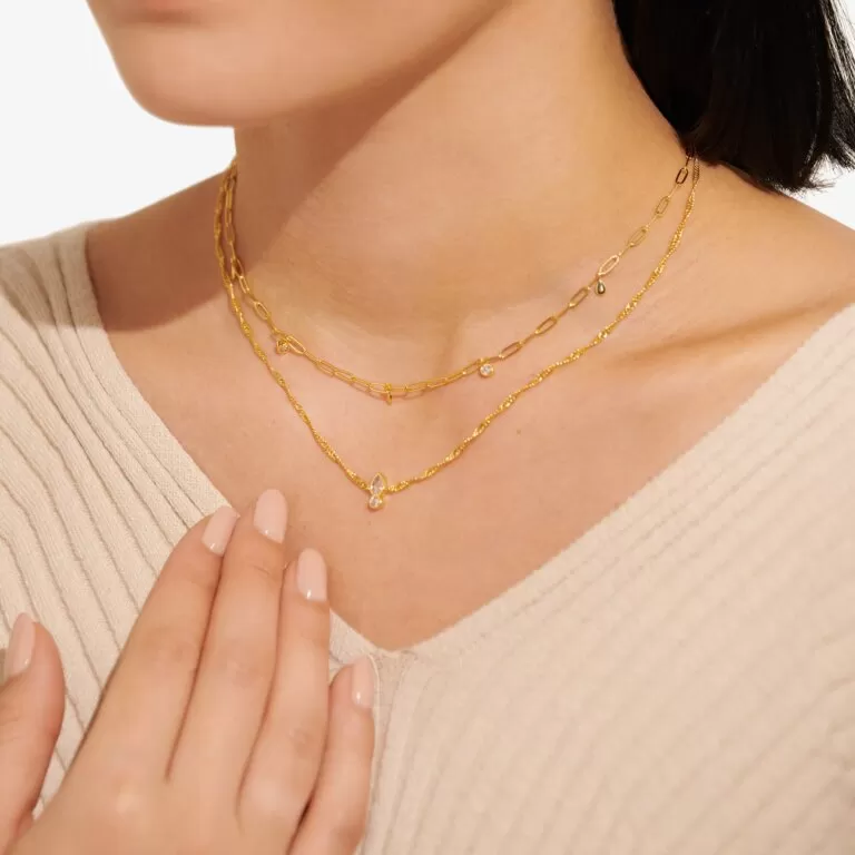 Stacks Of Style Organic Shape Necklace in Gold-Tone Plating