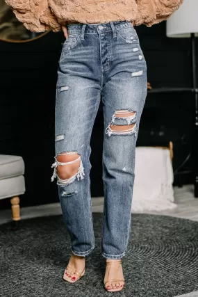 Starting Over Distressed Straight Jeans