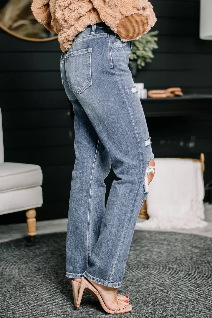 Starting Over Distressed Straight Jeans