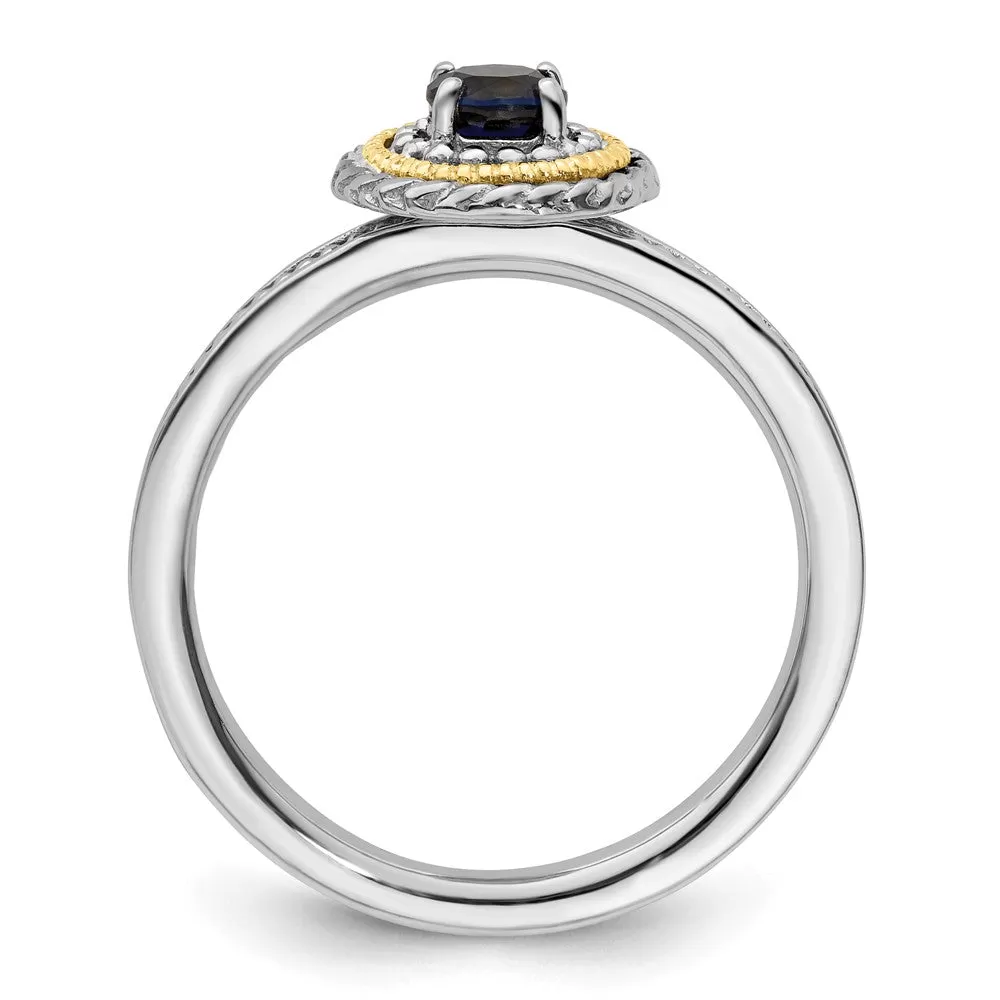 Sterling Silver & 14k Stackable Expressions Created Sapphire Ring