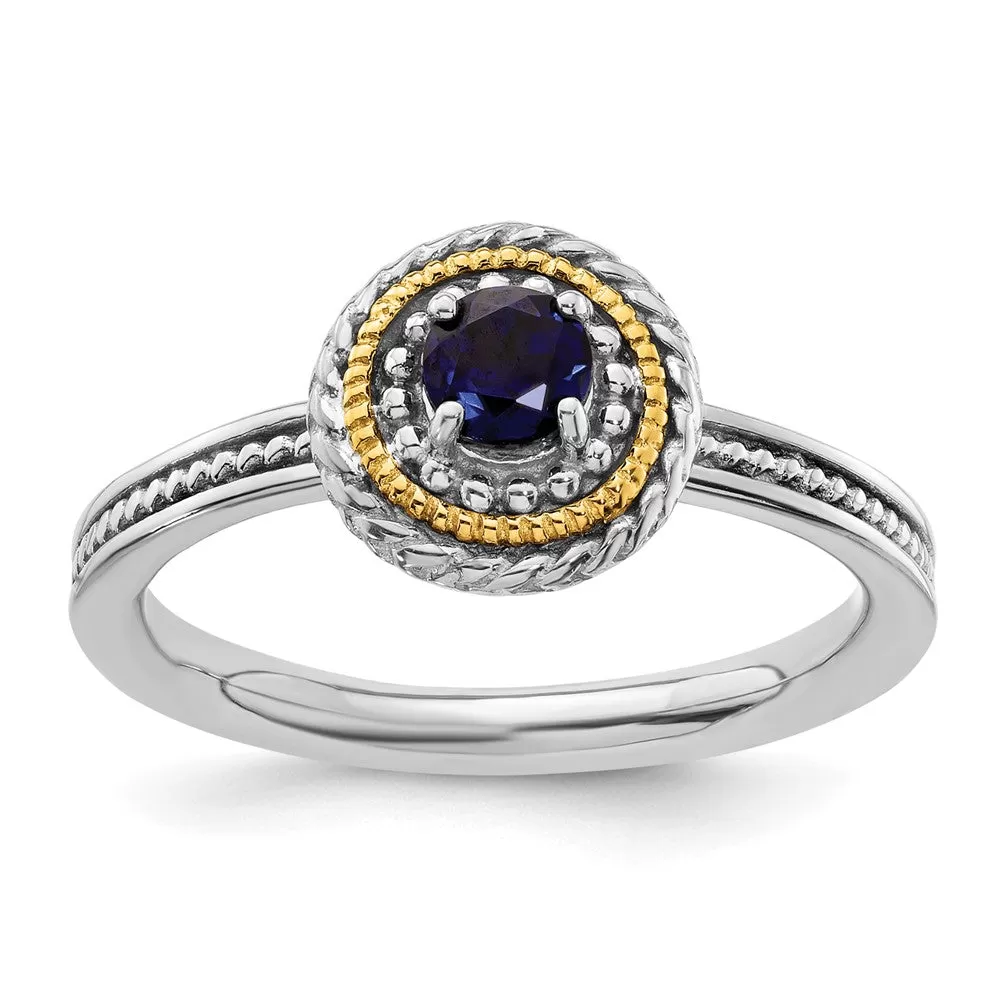 Sterling Silver & 14k Stackable Expressions Created Sapphire Ring