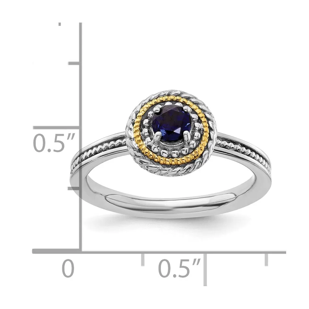 Sterling Silver & 14k Stackable Expressions Created Sapphire Ring