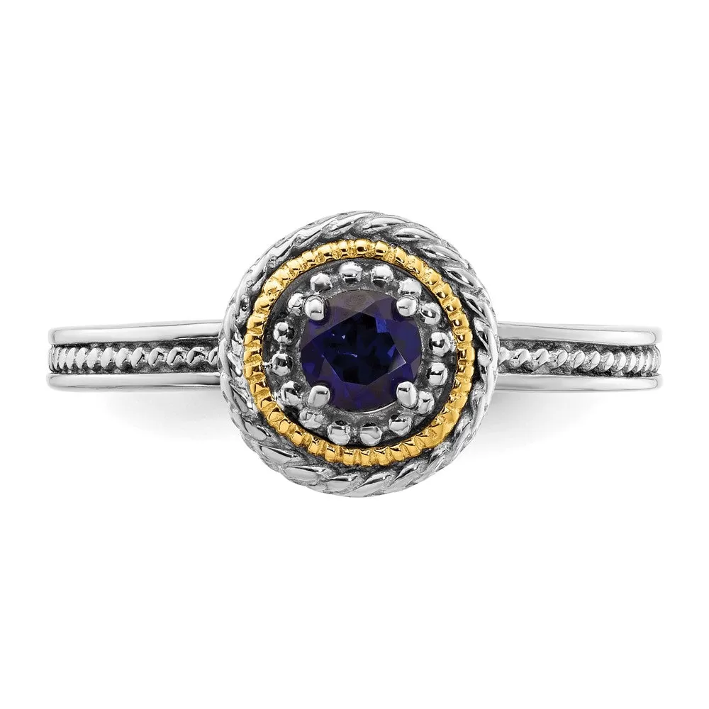 Sterling Silver & 14k Stackable Expressions Created Sapphire Ring