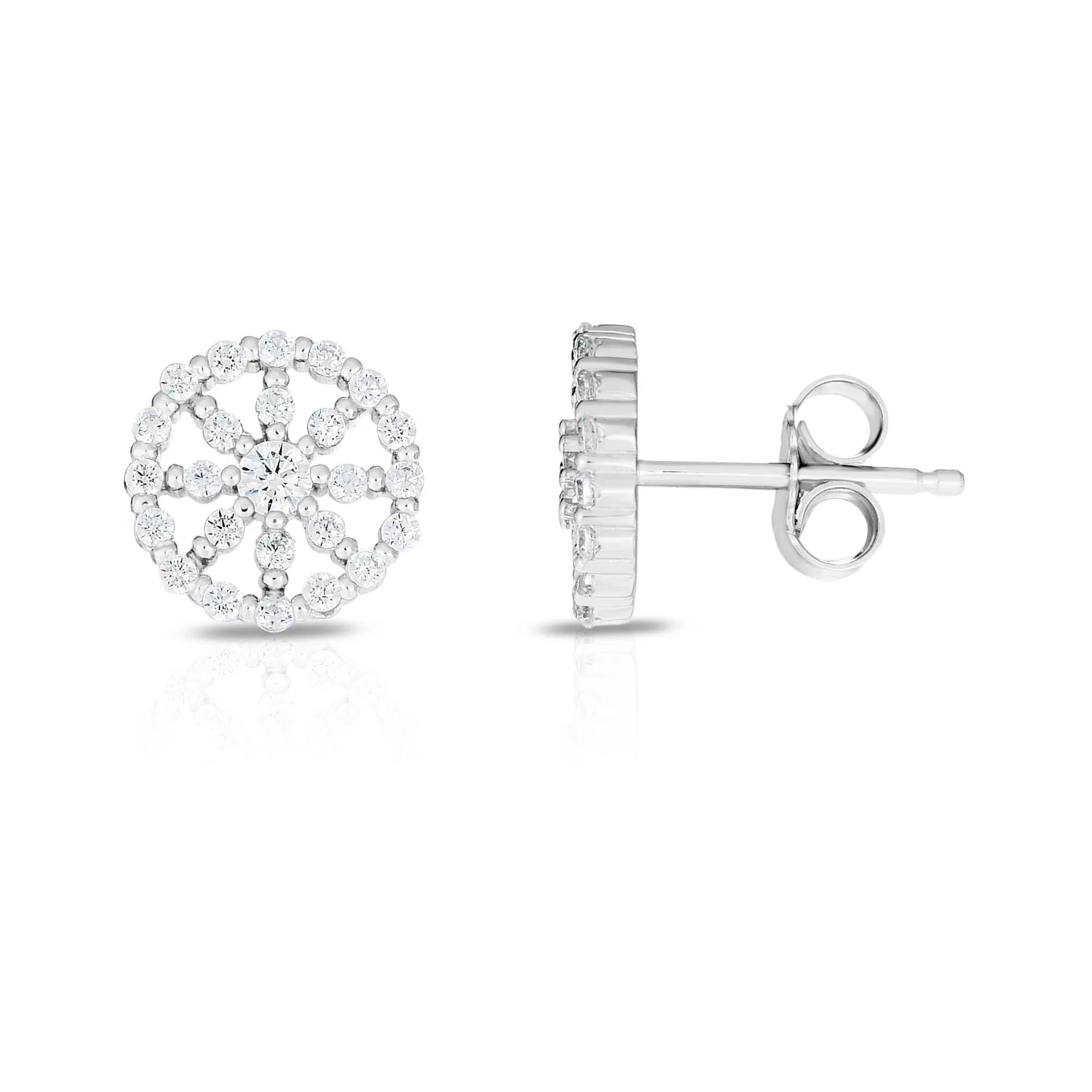 Sterling Silver Round Cubic Zirconia Stud Earrings