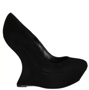 Suede Armadillo Wedge, Black