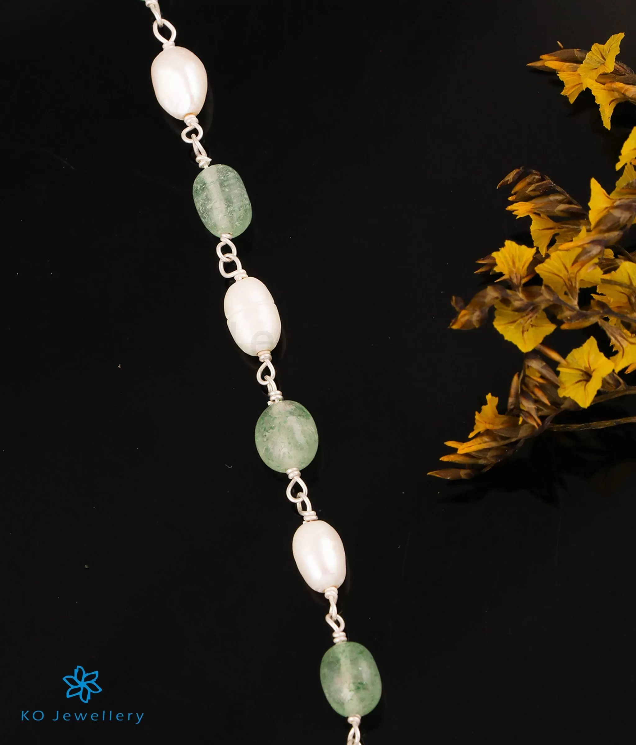 The Chaitali Silver Onyx & Pearl Necklace