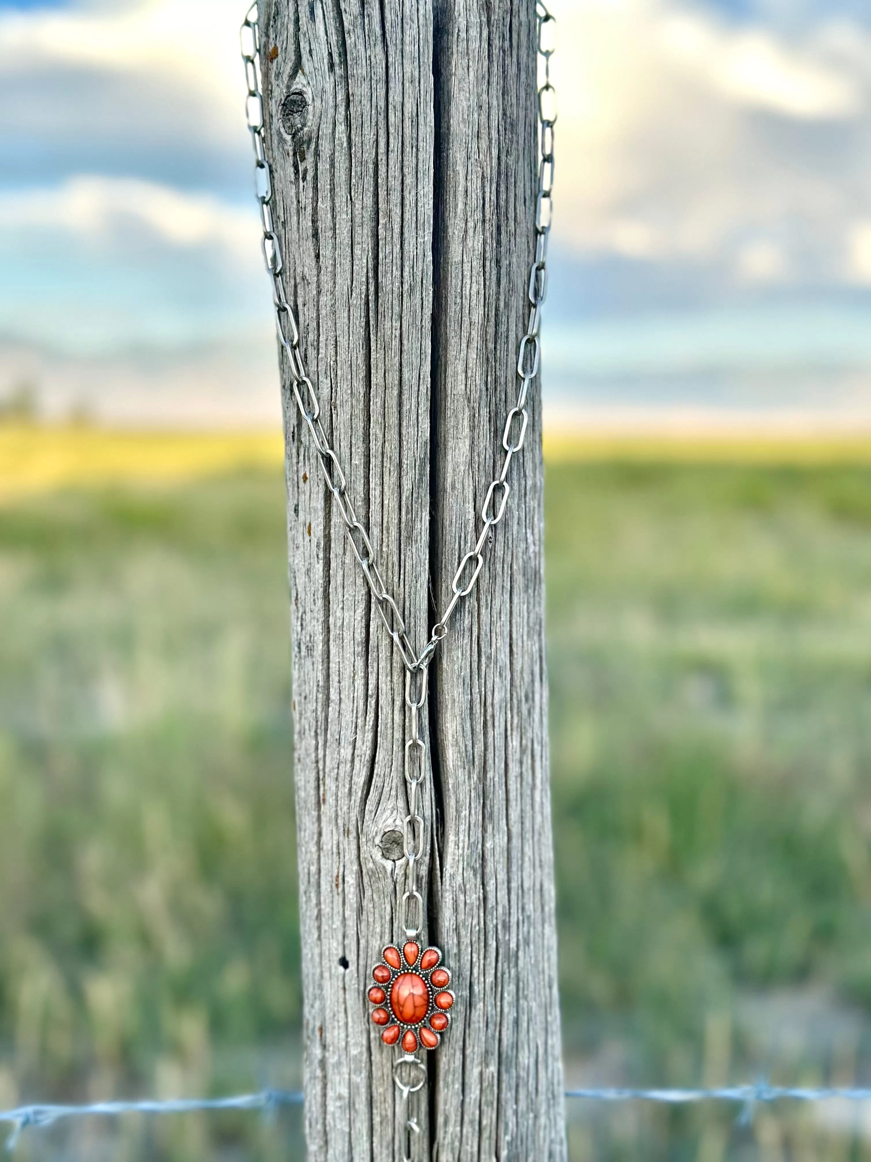 The Orange & Silver Paperclip Chain Necklace