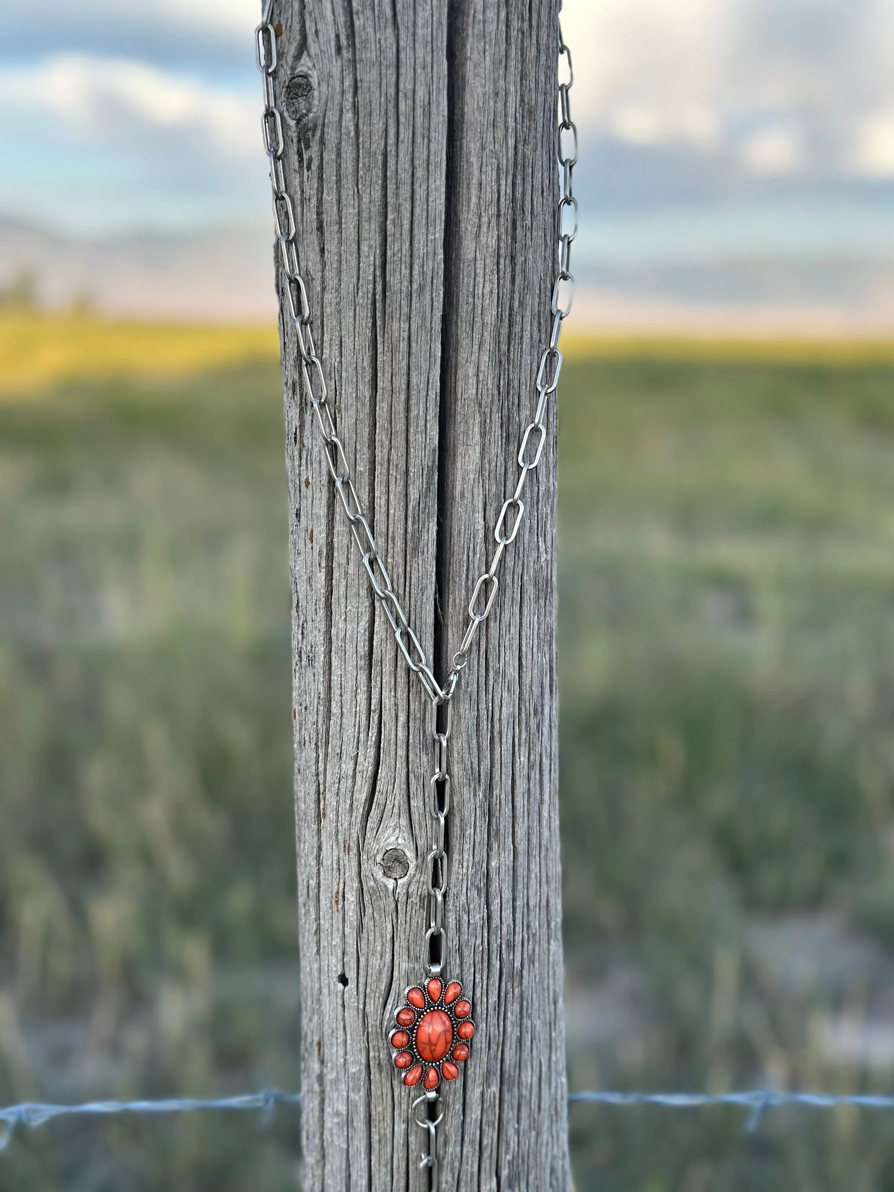 The Orange & Silver Paperclip Chain Necklace