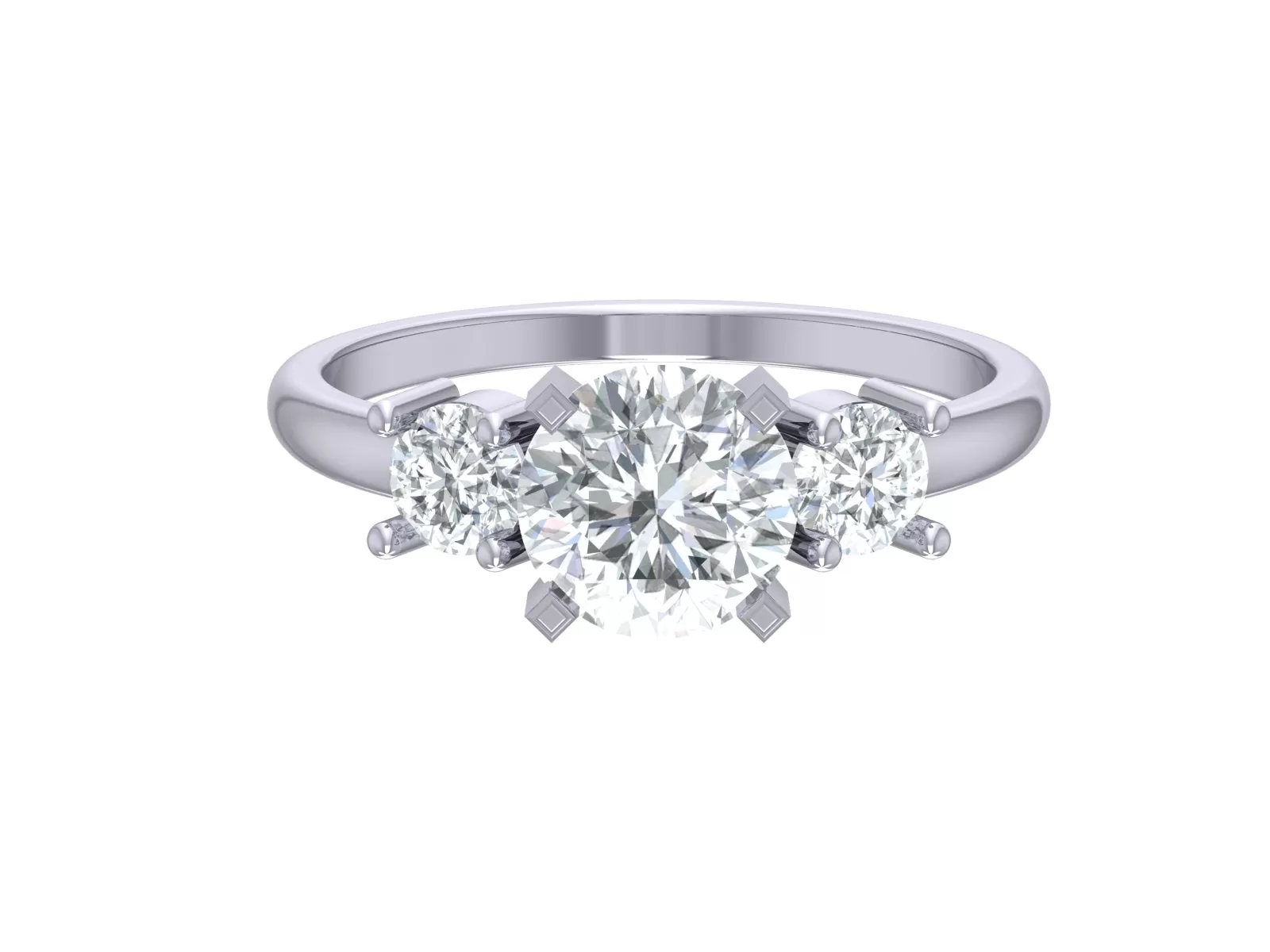 Three stone Round Cut Engagement Ring