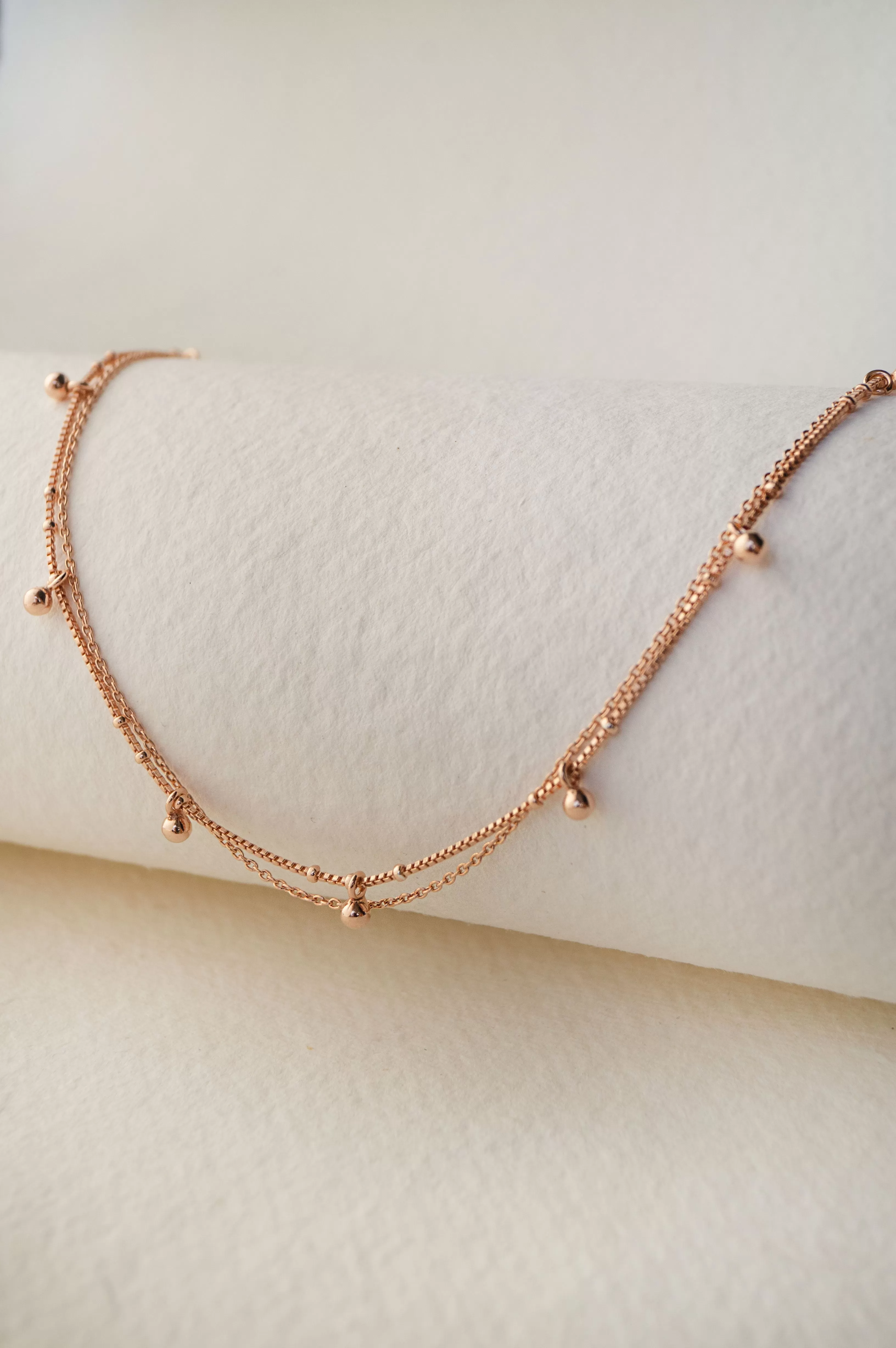 Tiny Little Ball Charms Sterling Silver Anklet