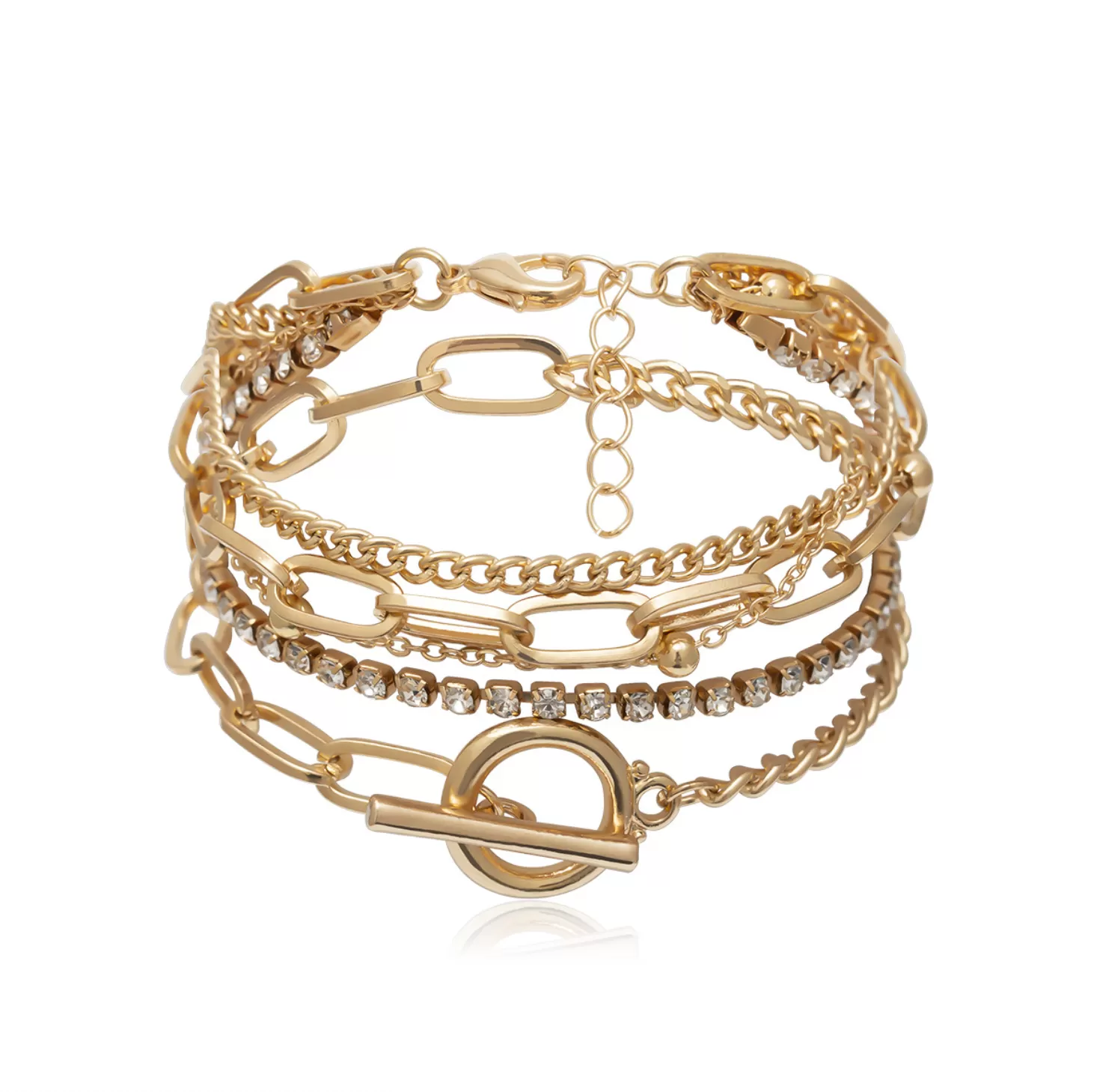 Toggle Gold Chain Set of 5 Bracelets