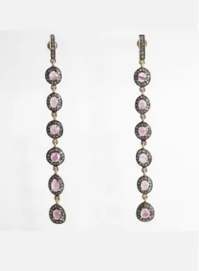 Tourmaline and Diamond Ear Pendants