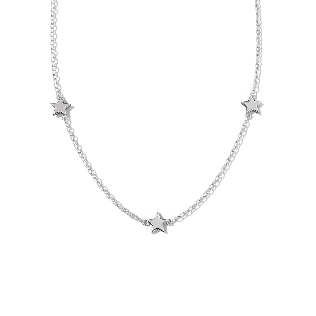 Triple Star Silver Necklace