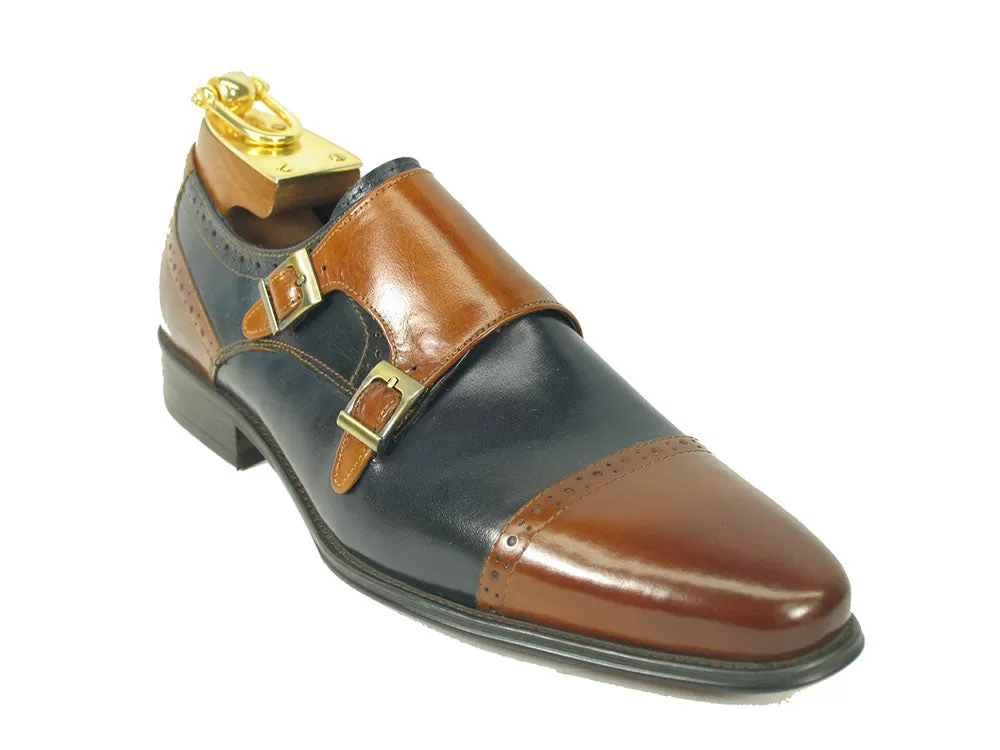 Two Tone Burnished Double Monk Strap Loafer