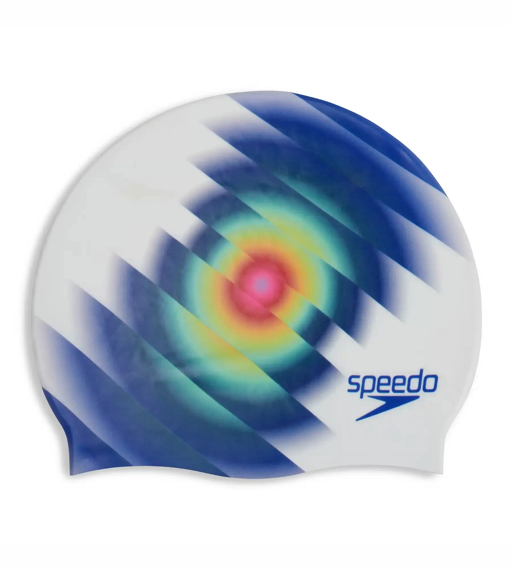 Unisex Adult Digital Printed Swim Cap - White & Blue