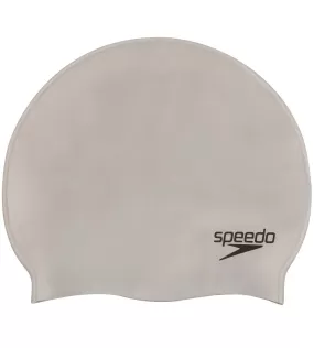 Unisex Adult Flat Silicone Swim Cap - Silver