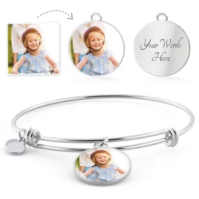 Upload Your Own Photo Personalized Circle Bangle Bracelet