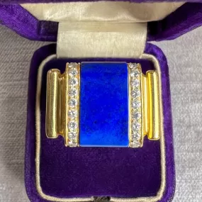 Vintage Lapis & Diamond Ring