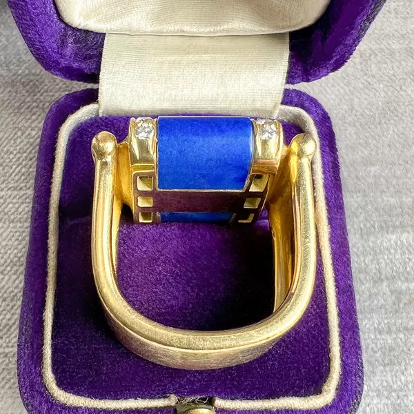 Vintage Lapis & Diamond Ring