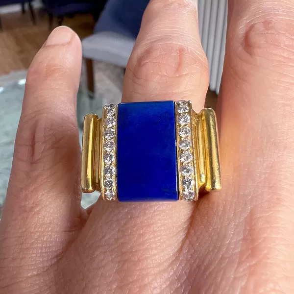 Vintage Lapis & Diamond Ring