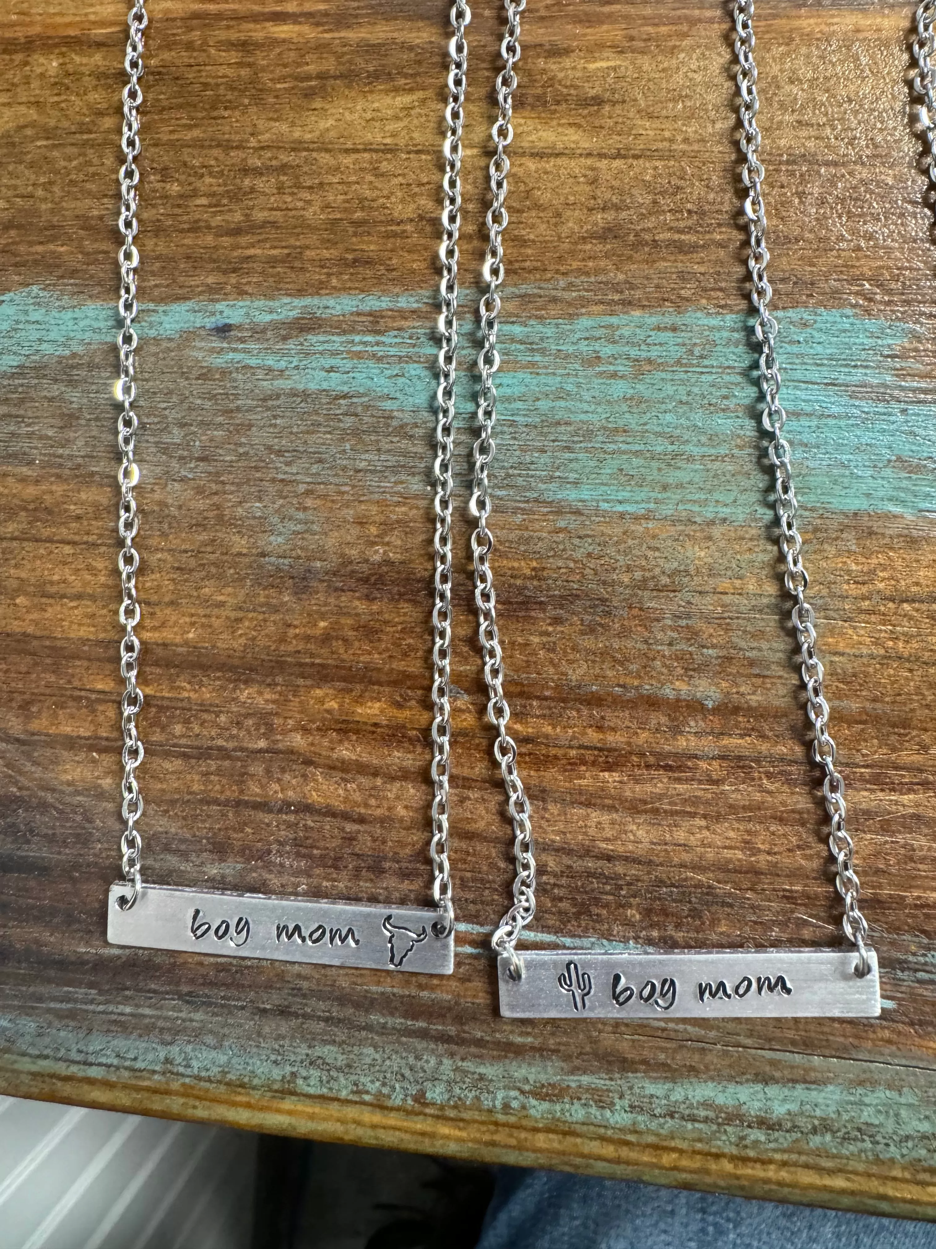 Western Single Bar Engraved Necklaces