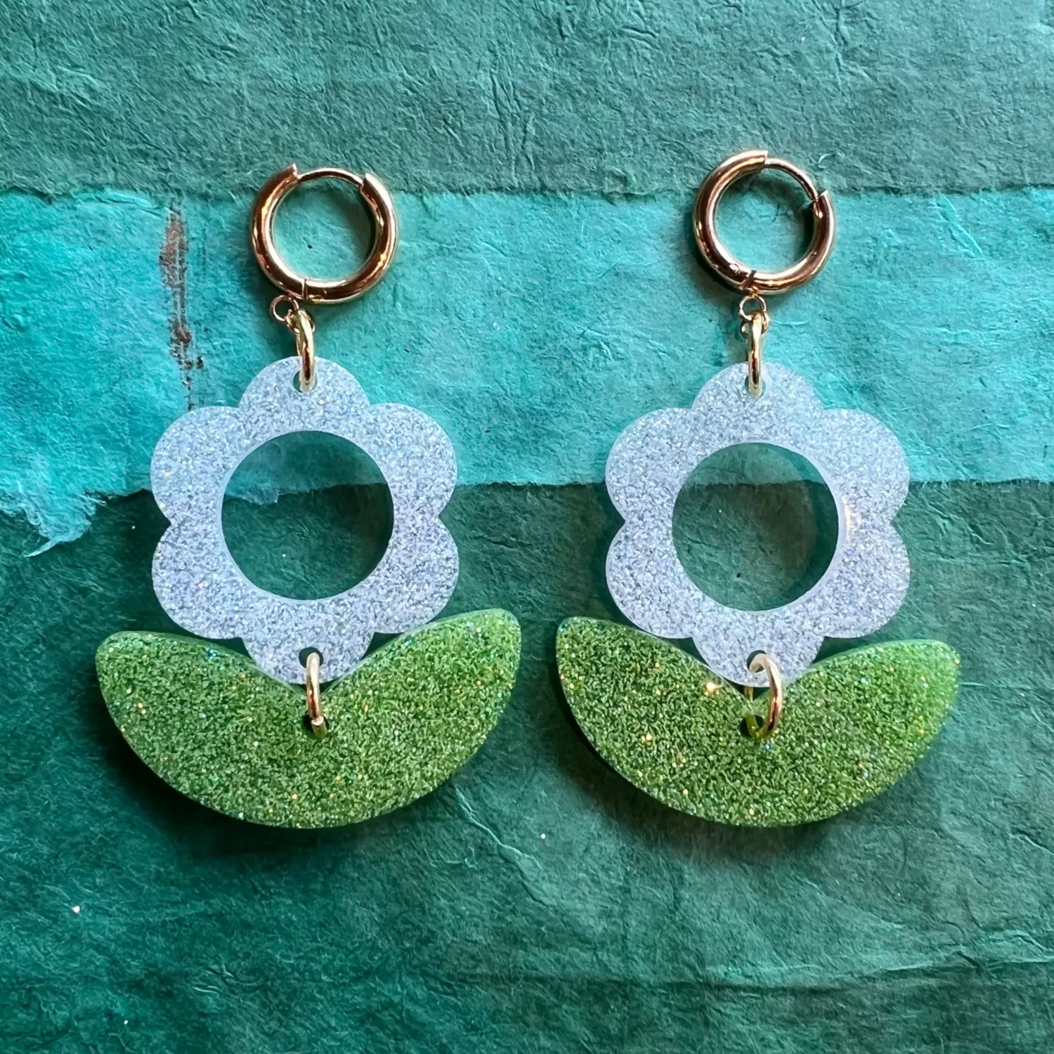 White and Chartreuse Julie Earrings