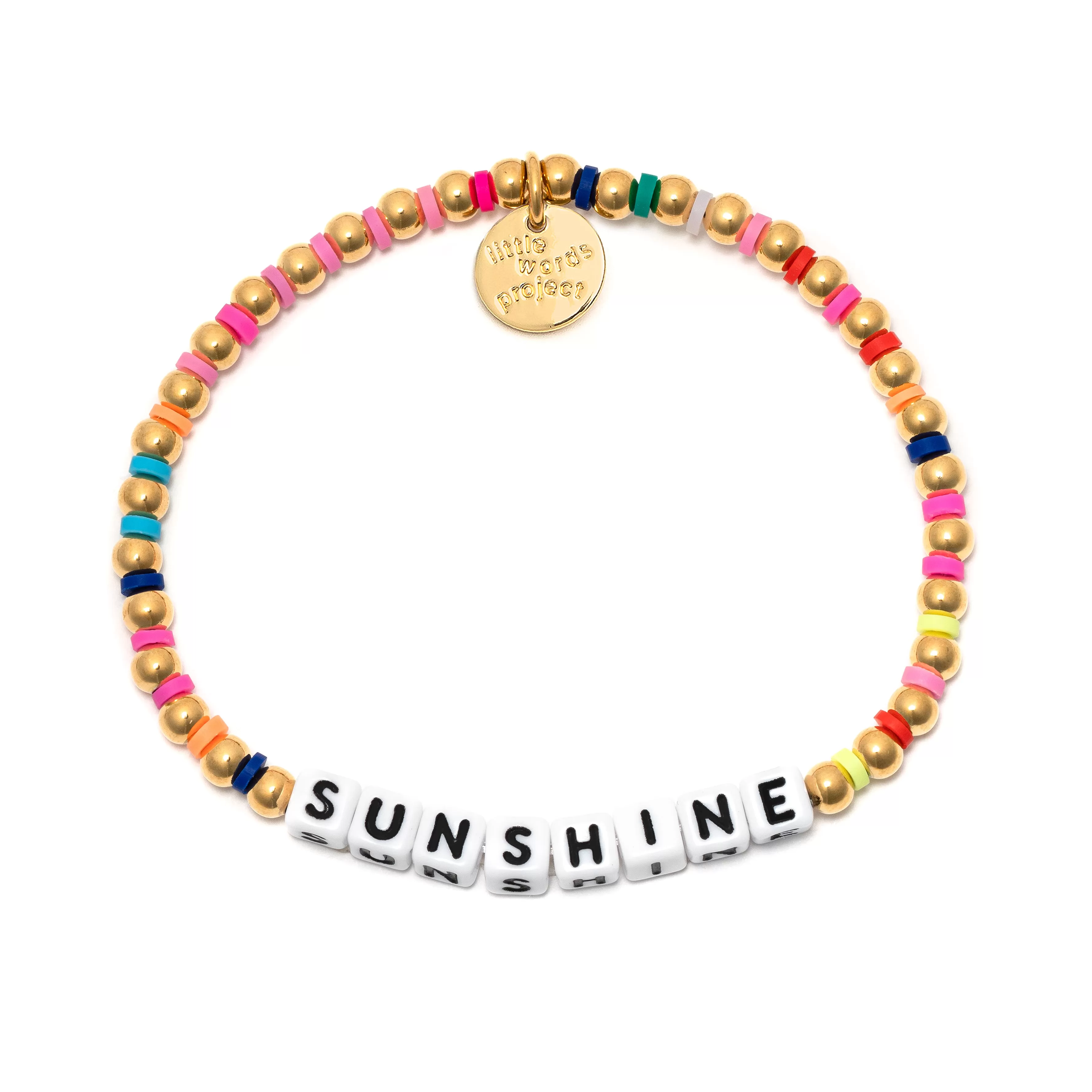 White Sunshine Gold Little Words Project Waterproof Gold Trackable Bracelet S/M