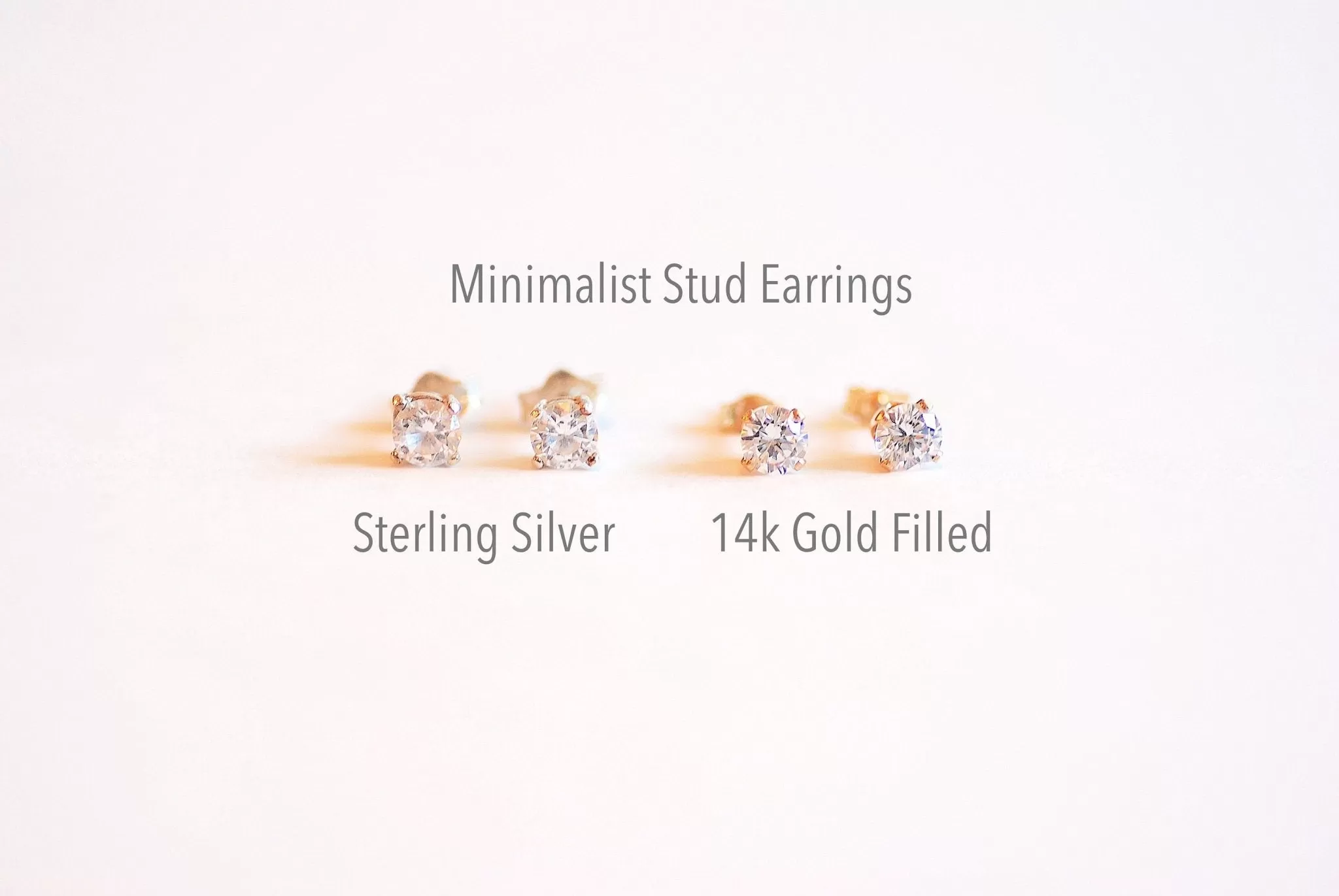 Wholesale 4MM Round Cz Stud Earring, 14k Gold Filled or 925 Sterling Silver cubic zirconia ear Studs, Solitaire Stud Earrings, Ear Post Stud Earrings