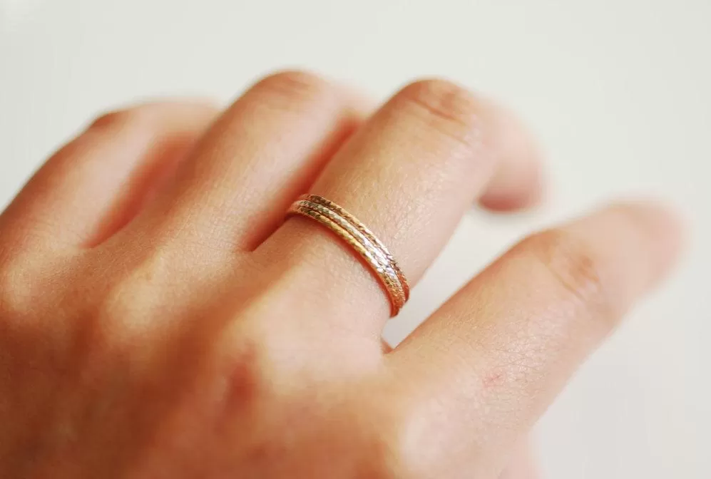 Wholesale Sparkle 14k Gold Filled Stacking Ring - Modern everyday 14k yellow gold fill thin knuckle ring, midi ring, minimalist ring, dainty ring [3]