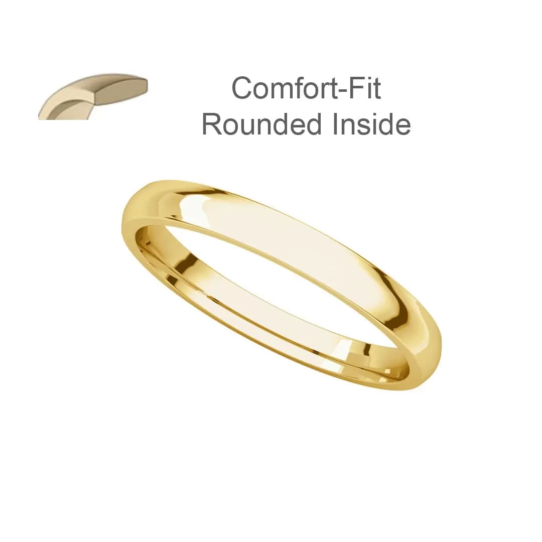 Women's Comfort Fit Narrow Domed Wedding Band